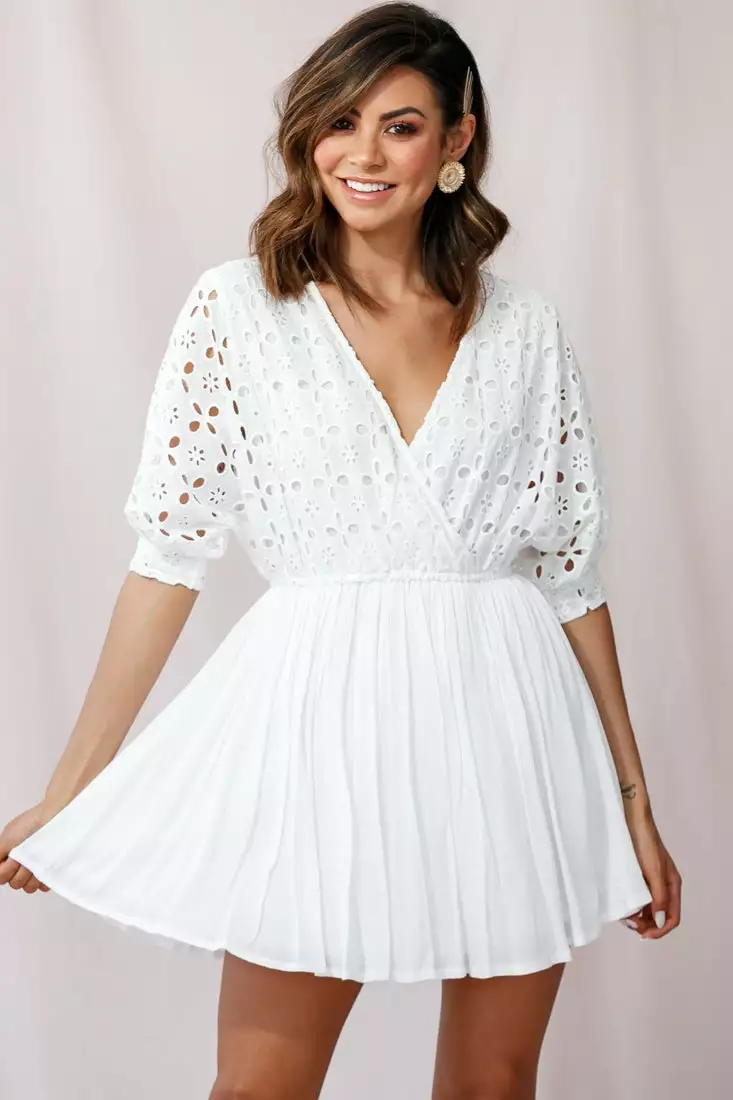Indi Broderie Anglaise Swing Dress White - Image 6