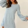 Morais Puff Sleeved Sweater Dress Grey
