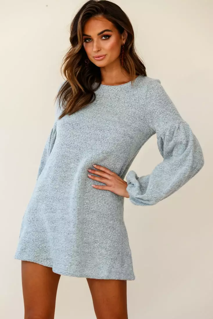 Morais Puff Sleeved Sweater Dress Grey - Image 6