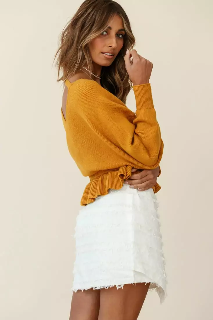 Selfie Leslie Amara Long Sleeve Knit Top Mustard - Image 8