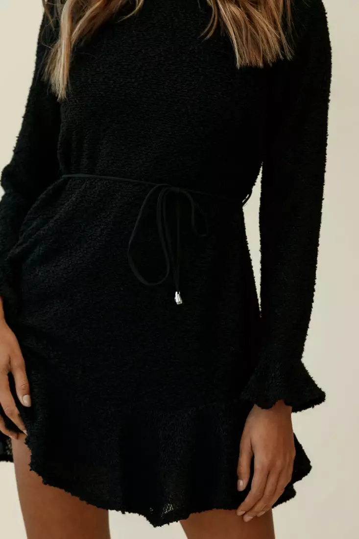 Selfie Leslie Montville Long Sleeve Knit Dress Black - Image 7