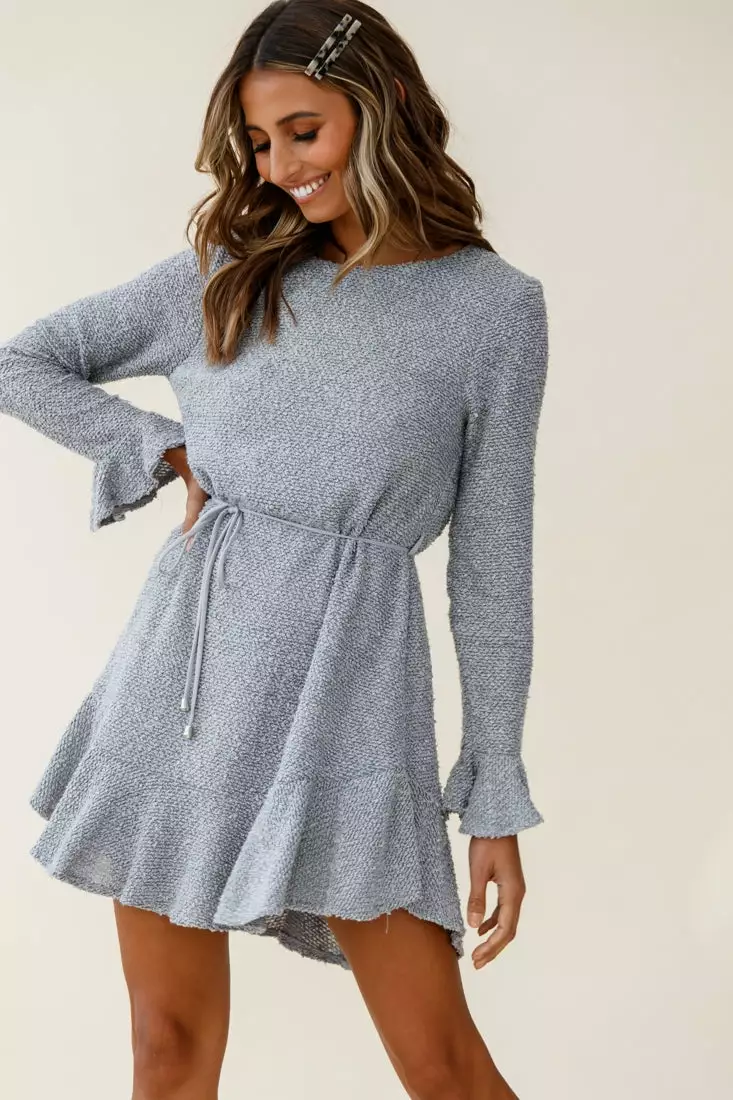 Selfie Leslie Montville Long Sleeve Knit Dress Grey - Image 5