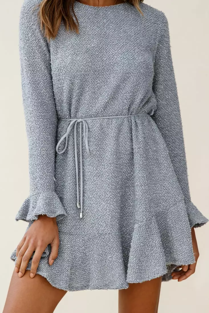 Selfie Leslie Montville Long Sleeve Knit Dress Grey - Image 7