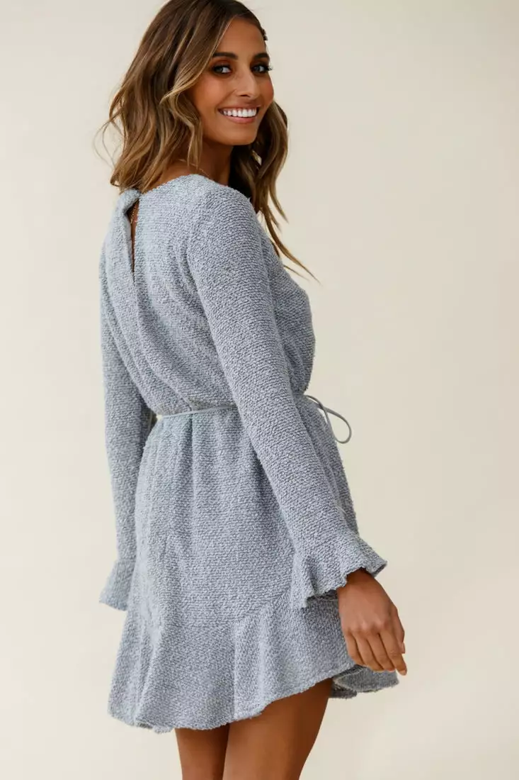 Selfie Leslie Montville Long Sleeve Knit Dress Grey - Image 6