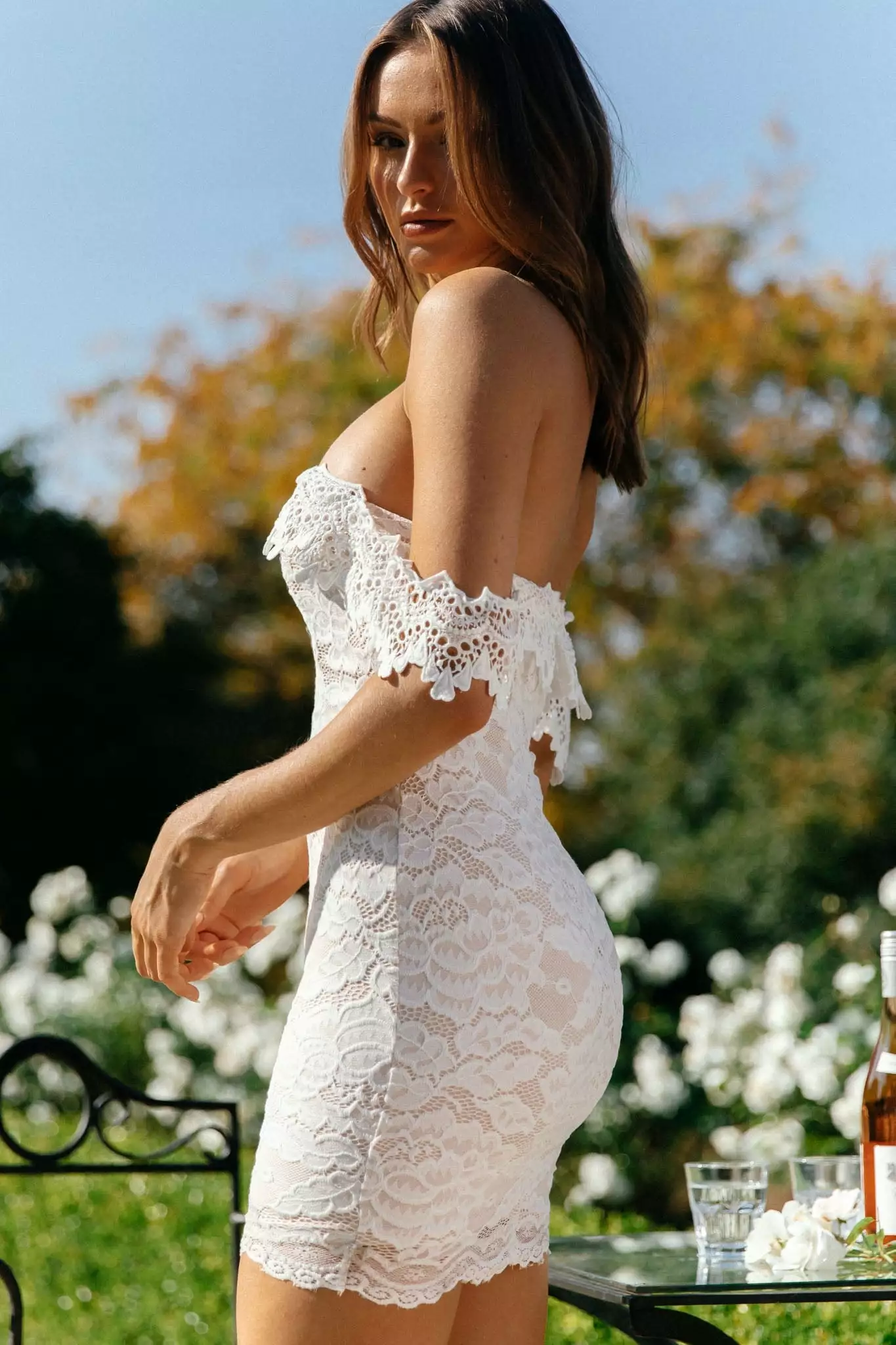 Selfie Leslie Faithful Off-Shoulder Floral Lace Mini Dress White - Image 6