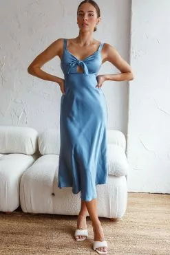 Selfie Leslie Perfect Day Satin Midi Dress Teal