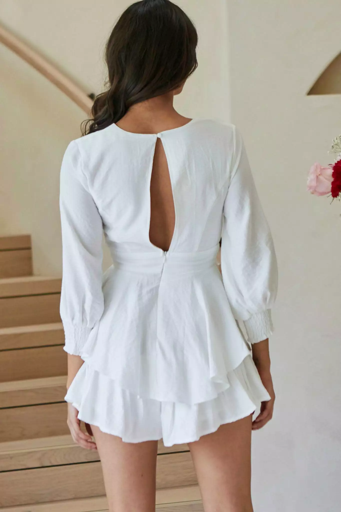 Selfie Leslie Awakening Long Sleeve Twist Bust Romper White - Image 3