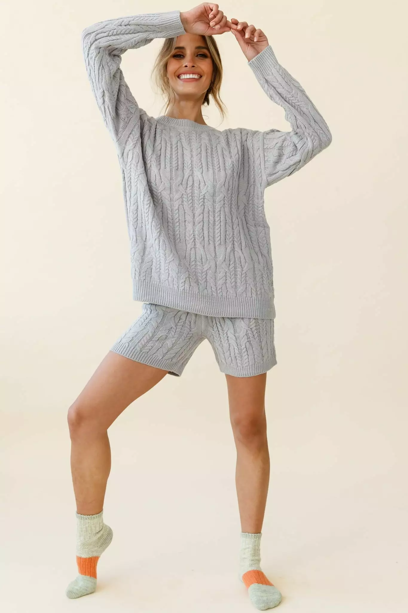 Colorado Cable Knit Sweater Grey - Image 7