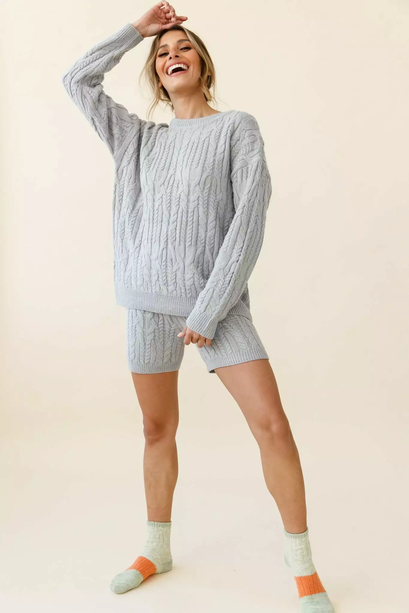 Colorado Cable Knit Sweater Grey - Image 2