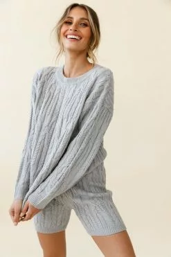 Colorado Cable Knit Sweater Grey