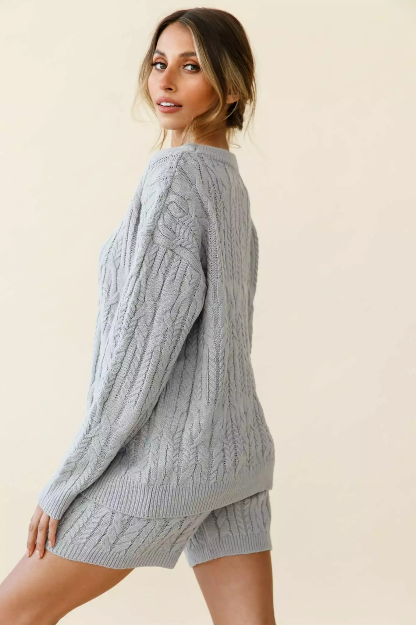 Colorado Cable Knit Sweater Grey - Image 3
