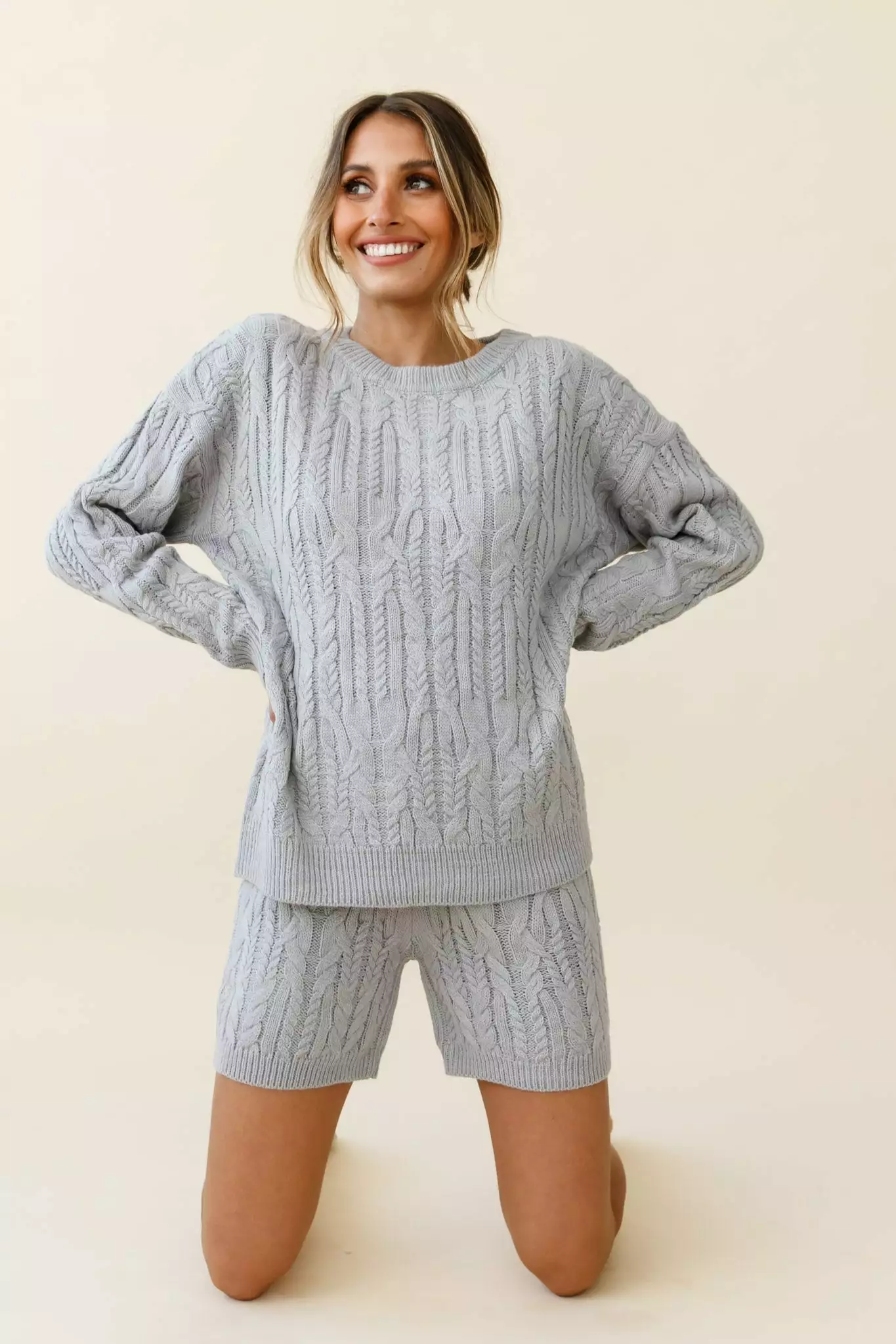 Colorado Cable Knit Sweater Grey - Image 4