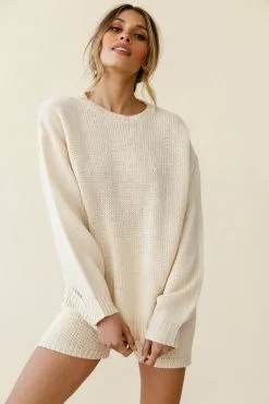 Denver Long Sleeve Knit Sweater Cream
